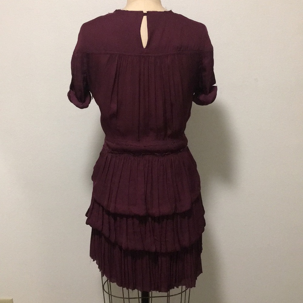 ISABEL MARANT TIERED BURGUNDY DRESS - Picture 6 of 9